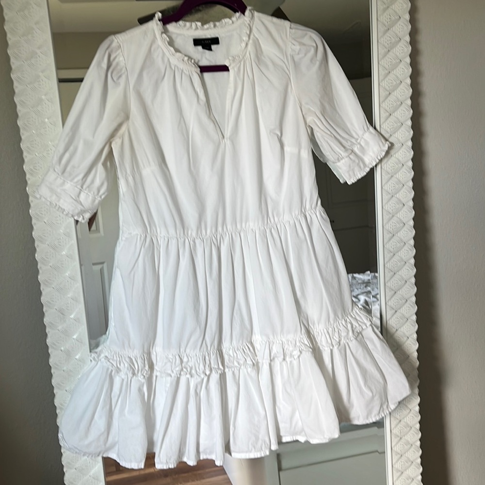 Jcrew XSP white summery shirt/mini dress ruffly